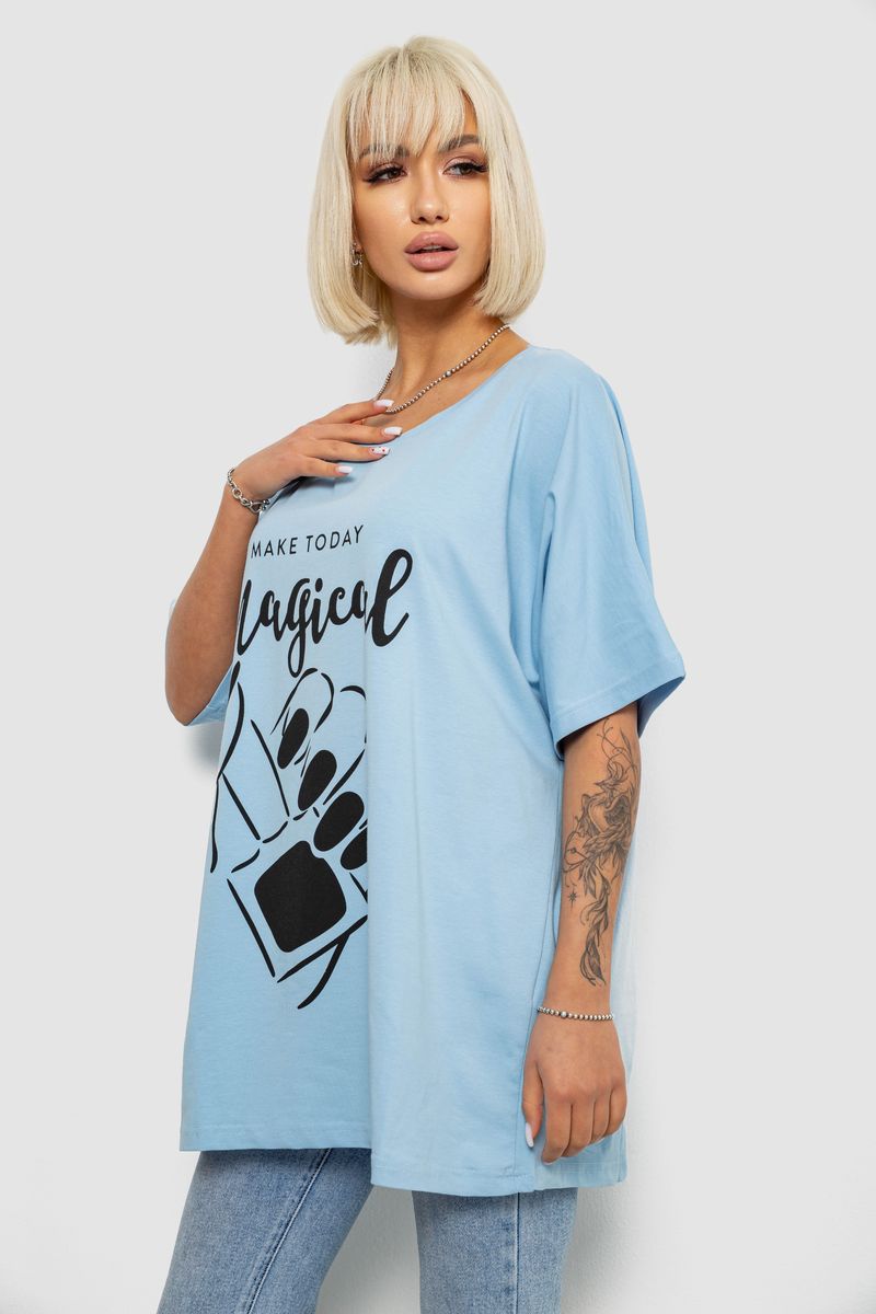 Футболка жіноча з принтом, колір блакитний