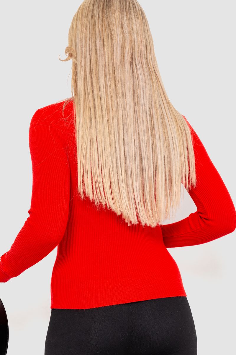 Водолазка жіноча в рубчик, колір червоний