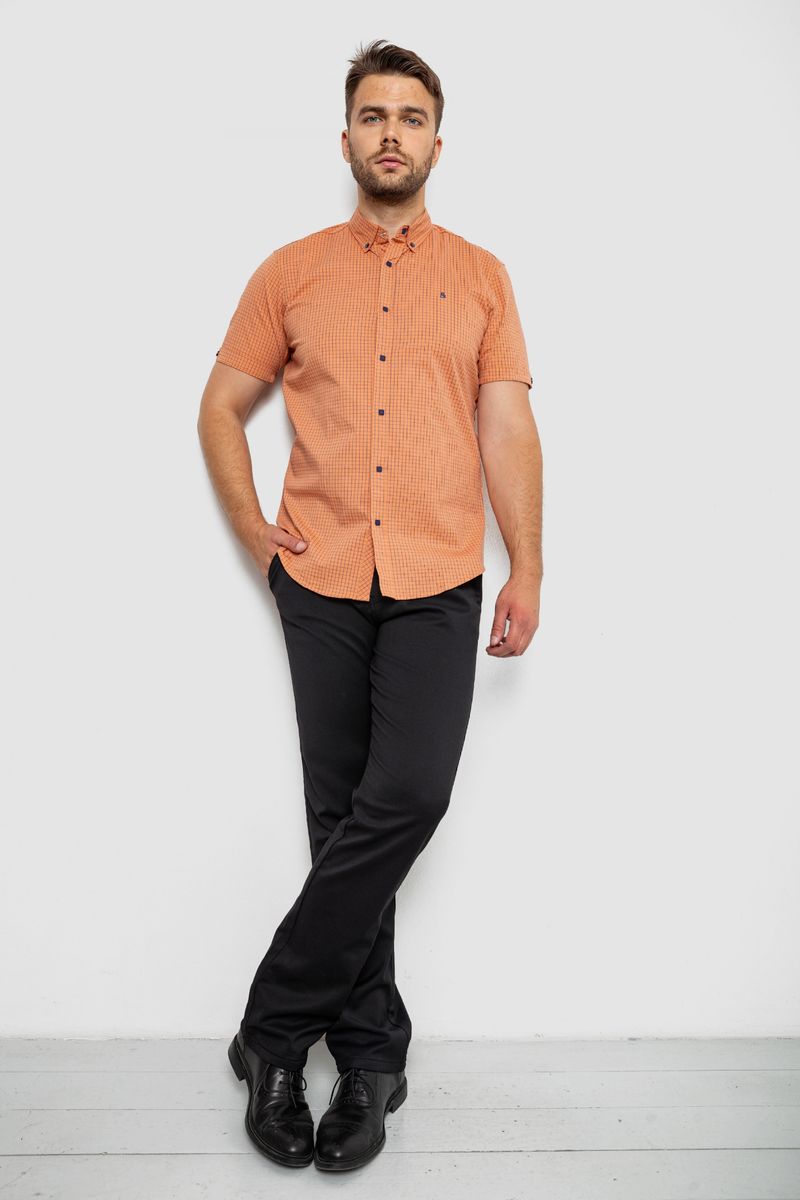 Сорочка чоловіча в клітинку, колір помаранчевий