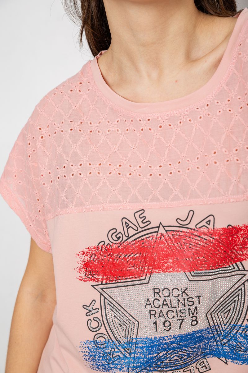 Футболка жіноча з принтом, колір пудровий