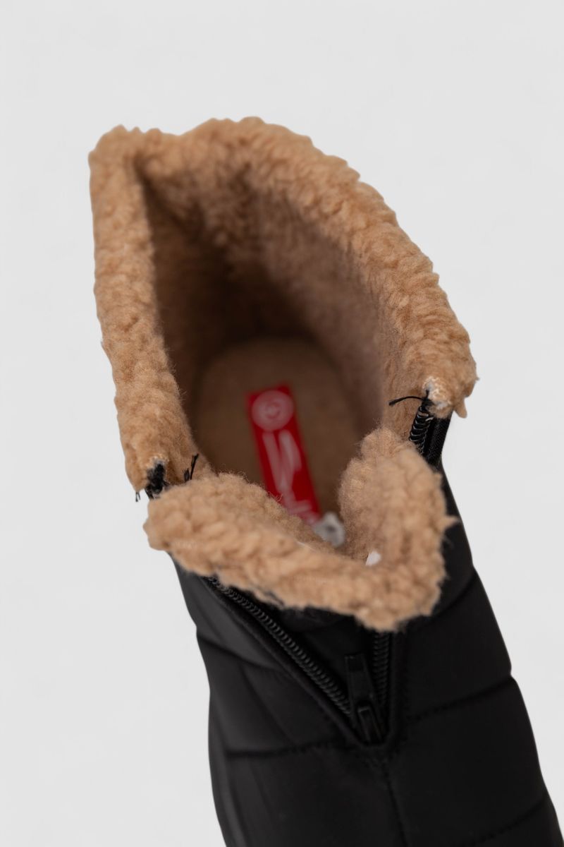 Дутики жіночі зимові на хутрі, колір чорно-бежевий
