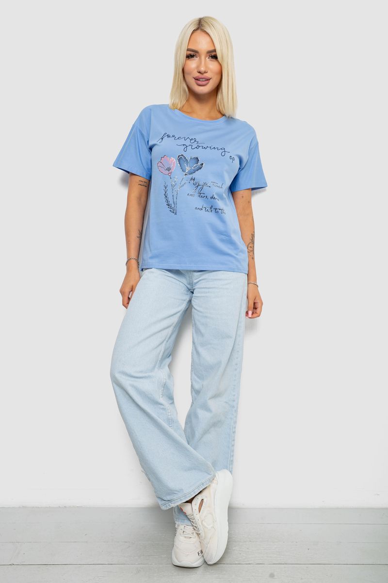 Футболка жіноча з принтом, колір блакитний
