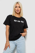 Футболка жіноча з принтом, колір чорний