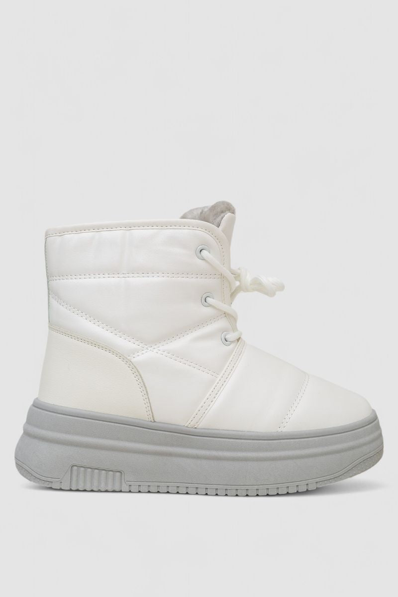 Черевики зимові жіночі на хутрі, колір біло-сірий