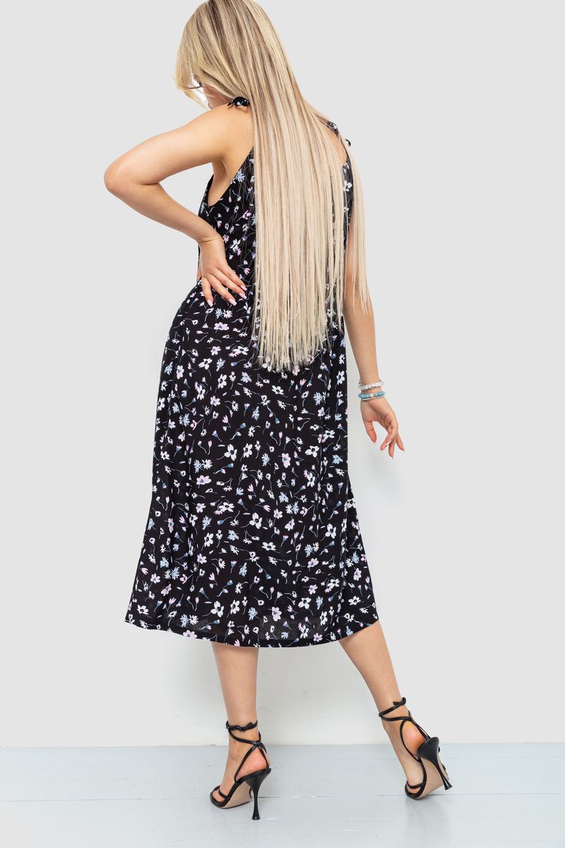 Сарафан із квітковим принтом, колір чорний
