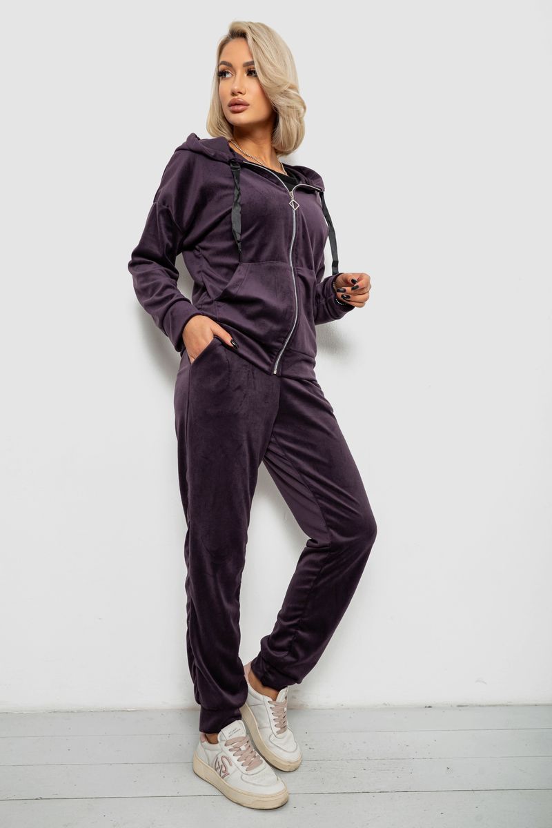 Спортивний костюм жіночий велюровий, колір темно-сливовий