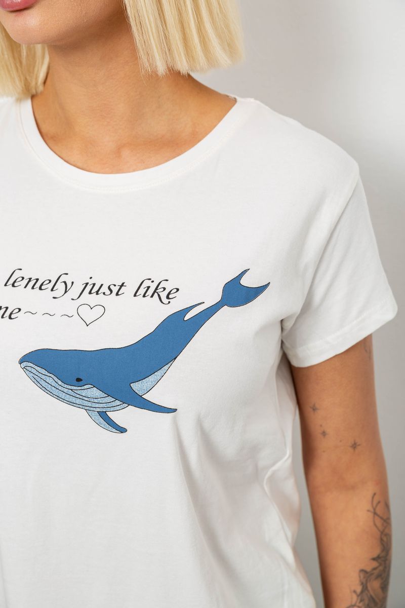 Футболка жіноча з принтом, колір молочний